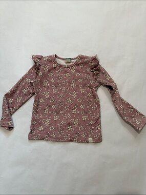 Little Road Co. Girls' Dusty Rose Floral Ruffle Long Sleeve Tee